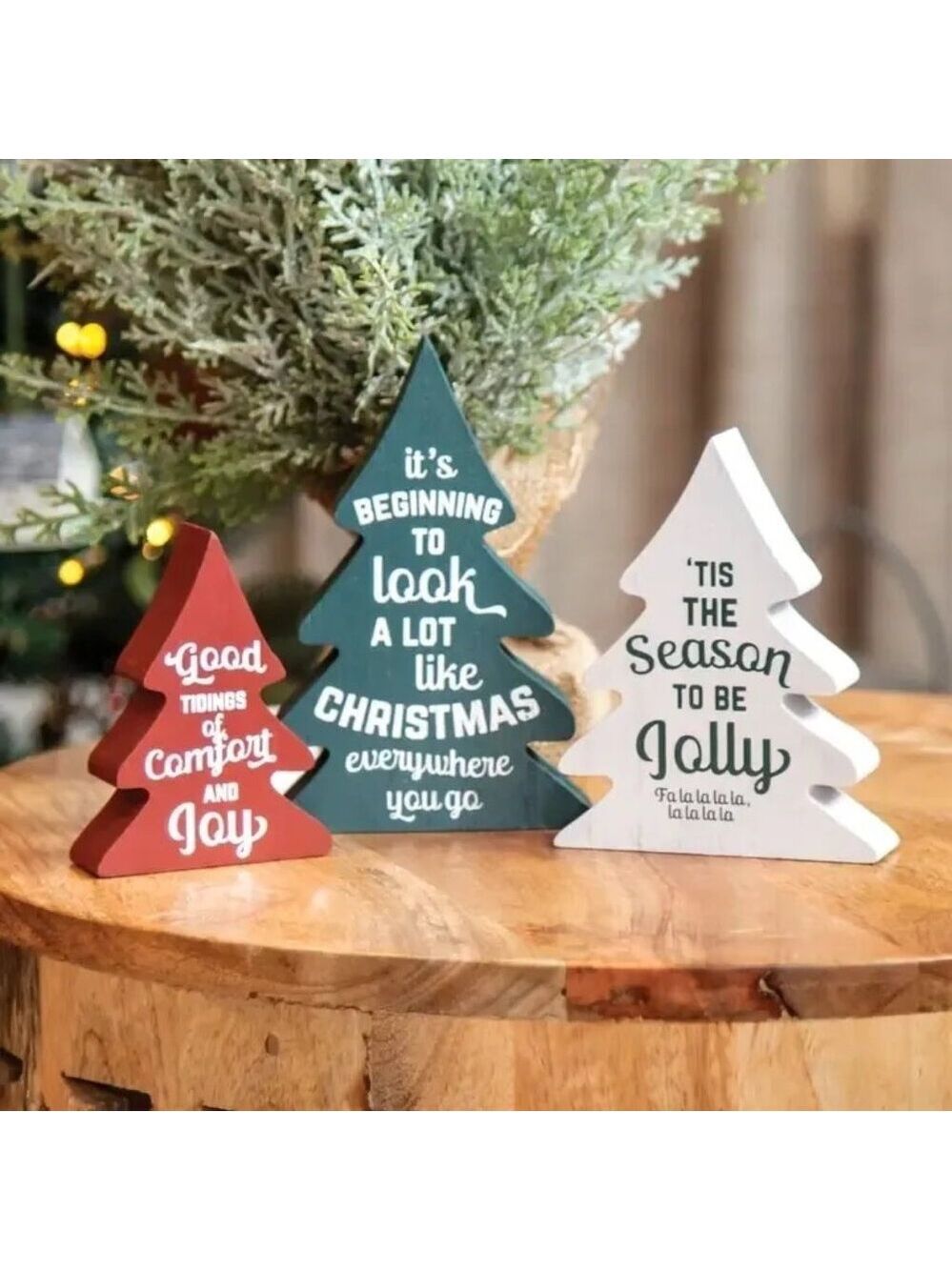 ($7) Christmas Carol Wooden Tree Set